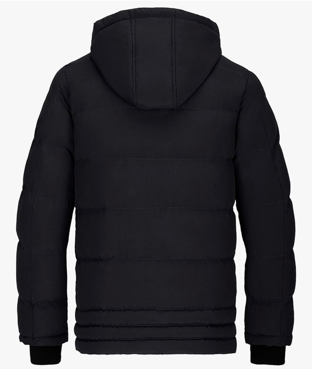Wantdo Men's Hooded Winter Warm Jacket Water Resistant Outdoor Jacket Quilted Cotton Padding Coat Windproof Outerwear Jackets
