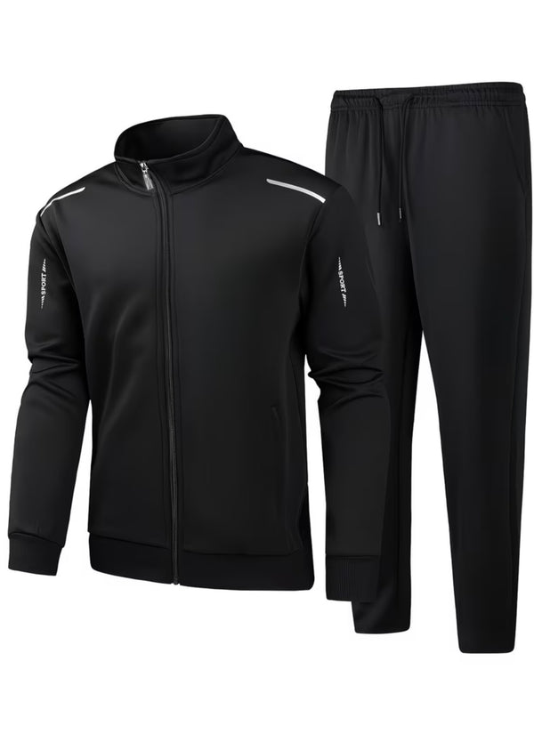 Men's Tracksuit - Black Full-Zip