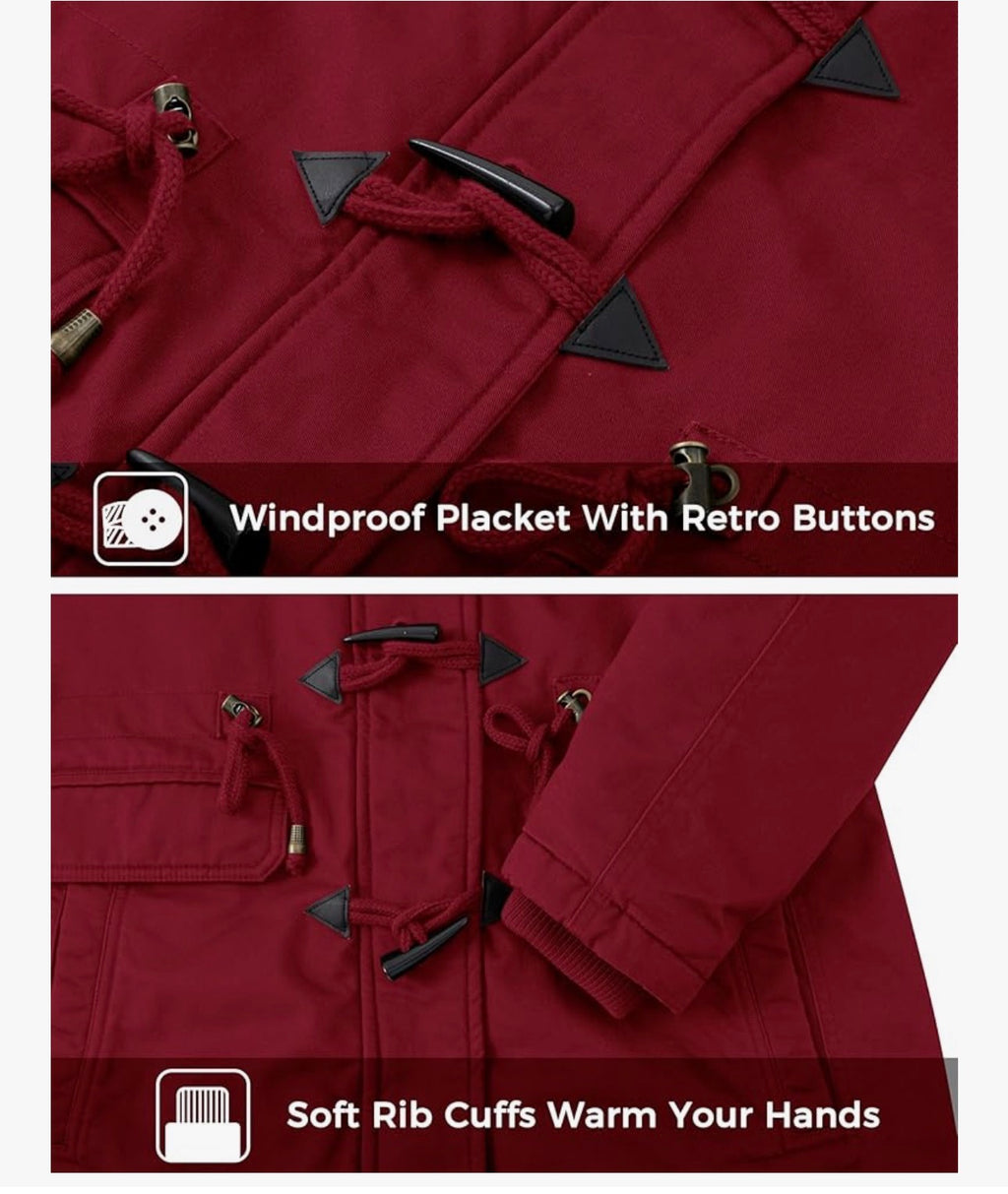Wantdo Women's Windproof Warm Coat Winter Casual Fleece Coat Classic Cotton Hoodie Jacket Ladies Slim Fit Jacket