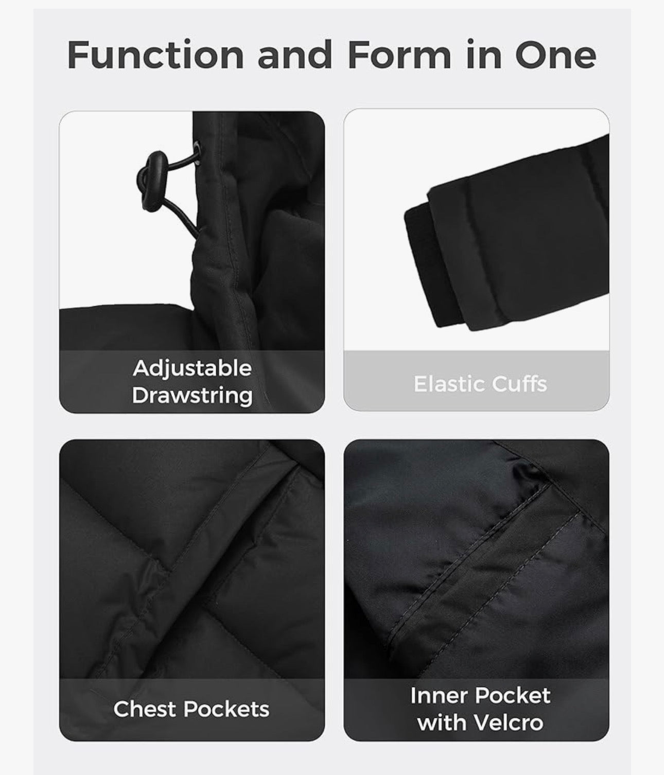 Wantdo Men's Hooded Winter Warm Jacket Water Resistant Outdoor Jacket Quilted Cotton Padding Coat Windproof Outerwear Jackets