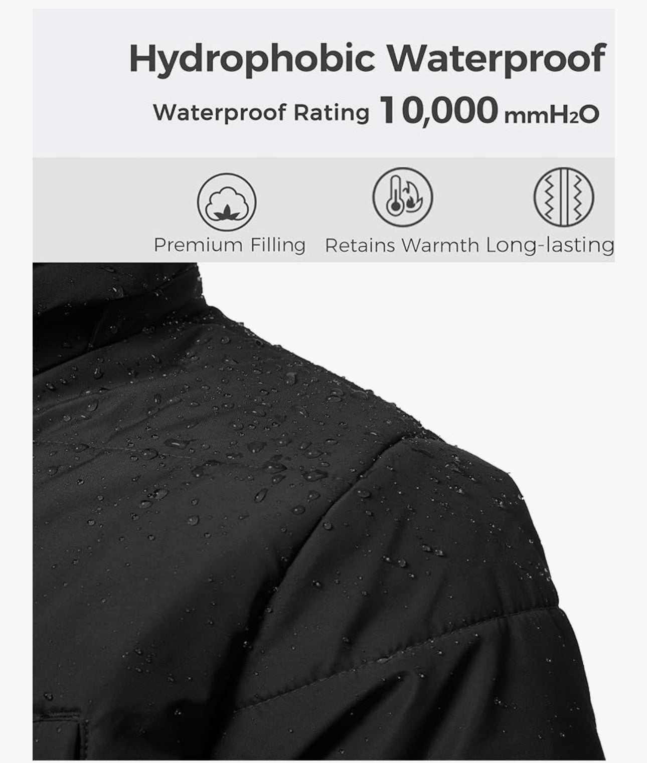 Wantdo Men's Hooded Winter Warm Jacket Water Resistant Outdoor Jacket Quilted Cotton Padding Coat Windproof Outerwear Jackets